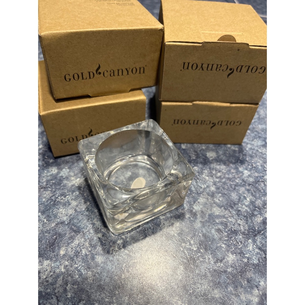 Gold Canyon Polished Square Tealight Glass Candle Holders Set of 4 Clear 82688